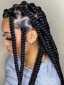 360 Full Lace Jumbo Braided Wigs for Women, Knotless Braids, Glueless Wigs, No Cornrow, Long Jumbo Box Braided Wig with Baby Hair