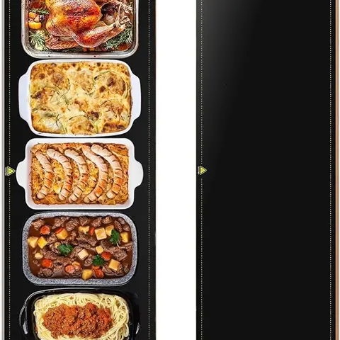 Extra-Large Glass Electric Food Warming Hot Tray - 40x14 in Black Glass Hot Plate Heating Station, 110v-120v High-Power Heating, Adjustable Thermostat, Buffet Server for Home Hosting