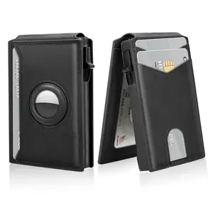 Leather Wallet for Men, Mens Smart RFID Blocking Wallet, Slim Minimalist Wallet with ID Window, Bifold Pop Up Credit Card Case Holder 10+ Cards, Perfect Gift for Men, No AirTag