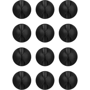 Cord Holder Cable Holder, 12PCS Black Adhesive Cable Clips Cord Organizer Charger Holder Wire Management Keeper for Nightstand, Office, Desk or Mouse