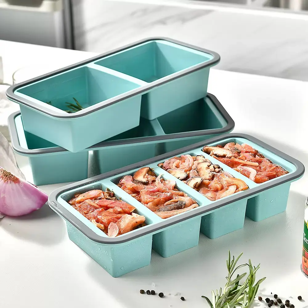 1 Count Silicone Lunch Box with Lid, Food Freezer Storage Container, Meal Prep Containers, Heat-Resistant Easy Clean, Non-Slip Base, Sealed Soft Cover, Family Meal Prep Essential