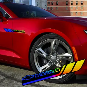 2pcs 8.7x1.5 inches For Chevrolet body decoration decals Toyota Ford Honda Dodge Jeep car stickers PC material laser waterproof stickers Automotive Racing