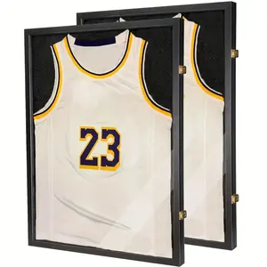 2pcs Wooden Framed Acrylic Jersey Display Cases with UV Protection - Modern Shadow Boxes for Football & Basketball Jerseys, Includes Hangers & Hooks, Sports Memorabilia Storage, Christmas Home Decor, Christmas Decor
