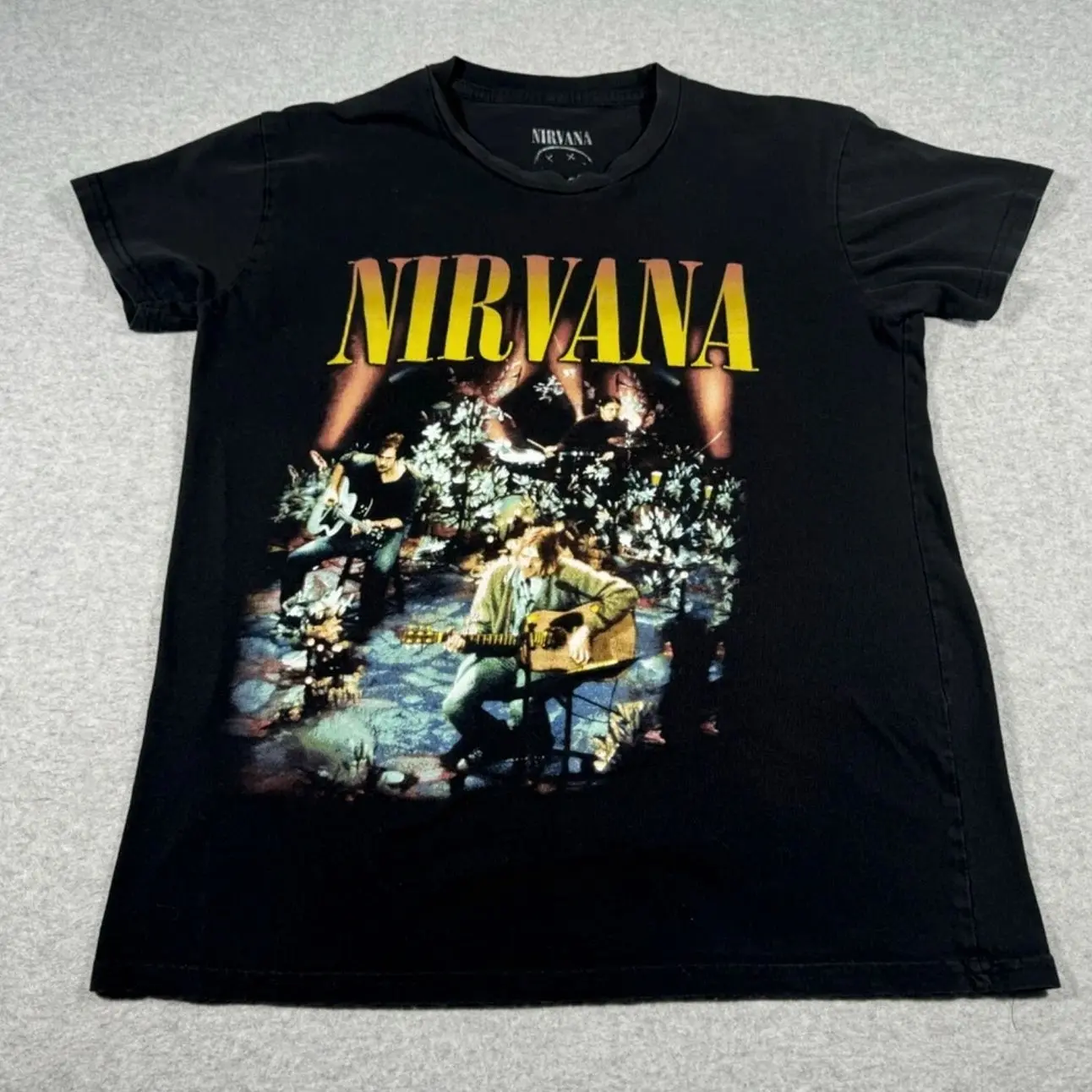 Nirvana Shirt Adult Small Black American Rock Band Kurt Cobain Music Tour Mens Z