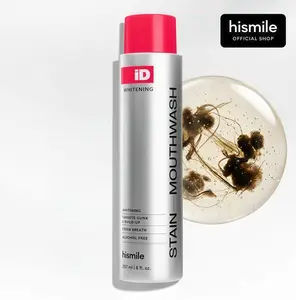 Hismile iD Stain Whitening Mouthwash for White Teeth HA, Freshens Breath with Essential Oils 237ml Daily