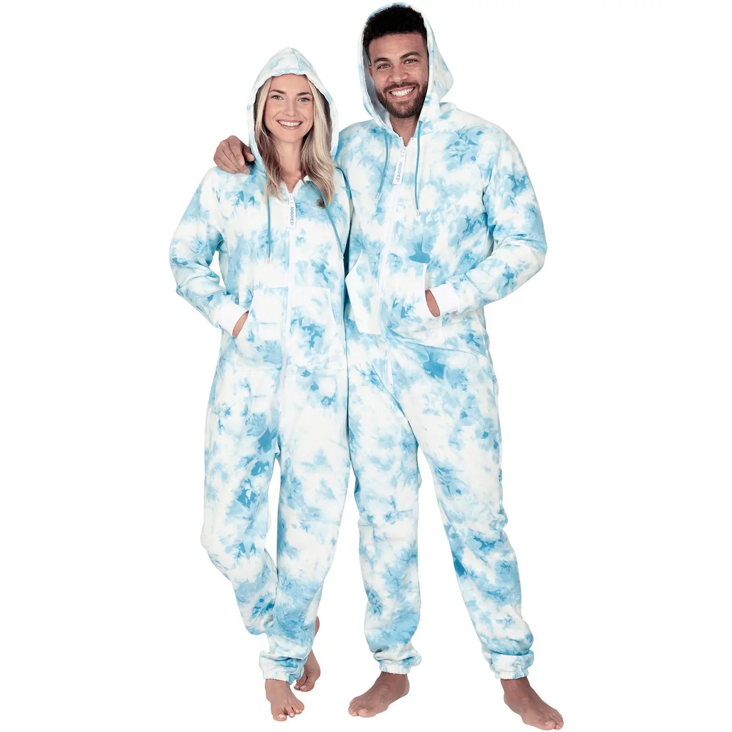 Tie Dye Blue Adult Footless Hoodie Onesie