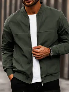 Corduroy Long Sleeve Fitted Baseball Collar Jacket, Stylish Casual Outerwear, Comfortable and Durable, Perfect for Everyday Wear