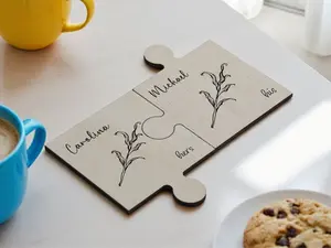 Personalized Puzzle Shaped Coaster, Custom Puzzle Piece Coaster Set, Engraved Puzzle Coasters, Unique Gift for Couples, Monogrammed Coaster, Custom Name Coaster, Wine Coaster, Mug Coaster, Custom Office Gift, Custom Logo