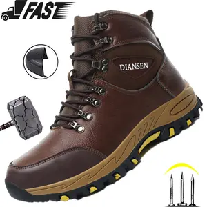 Work Safety Shoes For Men Breathable Work Sneakers Steel Toe Shoes Anti-puncture Safety Protective Shoes Men Indestructible Shoes High quality texture Construction Work & Daily Wear