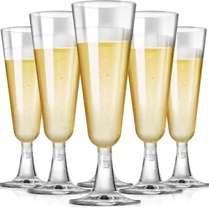 25/50 pieces optional plastic champagne cups, disposable stemmed design, elegant wine glasses for wedding celebrations, convenient and easy to clean, suitable for birthday parties, wedding banquets and bar cocktail glasses, Plastic Clear Cups
