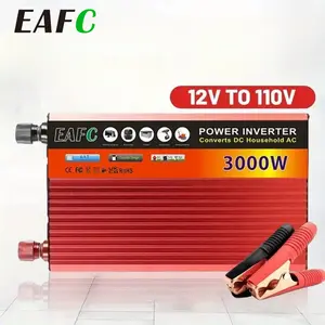 EAFC 3000W Peak/1500W Continuous Portable Power Inverter - Heavy-Duty 12V DC to 110V-130V AC Converter with Hard Wiring, Pure Sinewave Outlet, Overload & Short Circuit Protection - for RV, Truck, Car, Home, Outdoor, Camping - No Battery Needed - Compatibl
