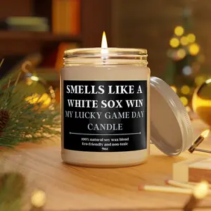 Smells like an White Sox Candle, Chicago Lucky day candle, Baseball Scented 9oz Unique Gift for Baseball Fan, Family and Friends. Lucky Charm Candle Gift Scented Decor Decoration Aroma