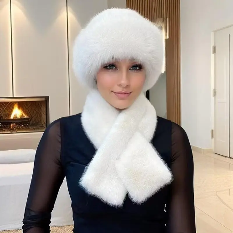 Women's Hat and Scarf Set, 2-Piece Thick Plush Knit Neutral-Tone Winter Accessories - Warm, Durable for Daily Wear & Blocks Wind Chill, Female, Casual, Friends, Classic Designs, Hanging Out, Women's 2-Piece Cold Weather Beanie Cap & Scarf Set, Beanie Cap,