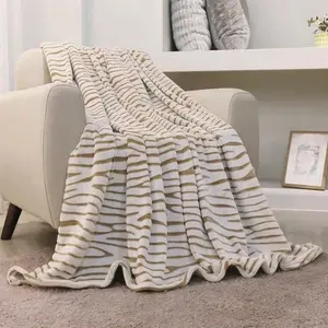 Zebra Stripe Pattern Blanket, Soft Comfortable Throw Blanket, Lightweight Cozy Plush Bedspreads for Home Office Travel Camping, Striped Blankets