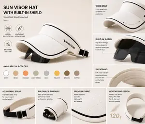 Sport Sun Visor with Sunglasses Built-In, UPF 50+ Protection, Lightweight Empty Top Cap for Summer Running, Hiking & Travel