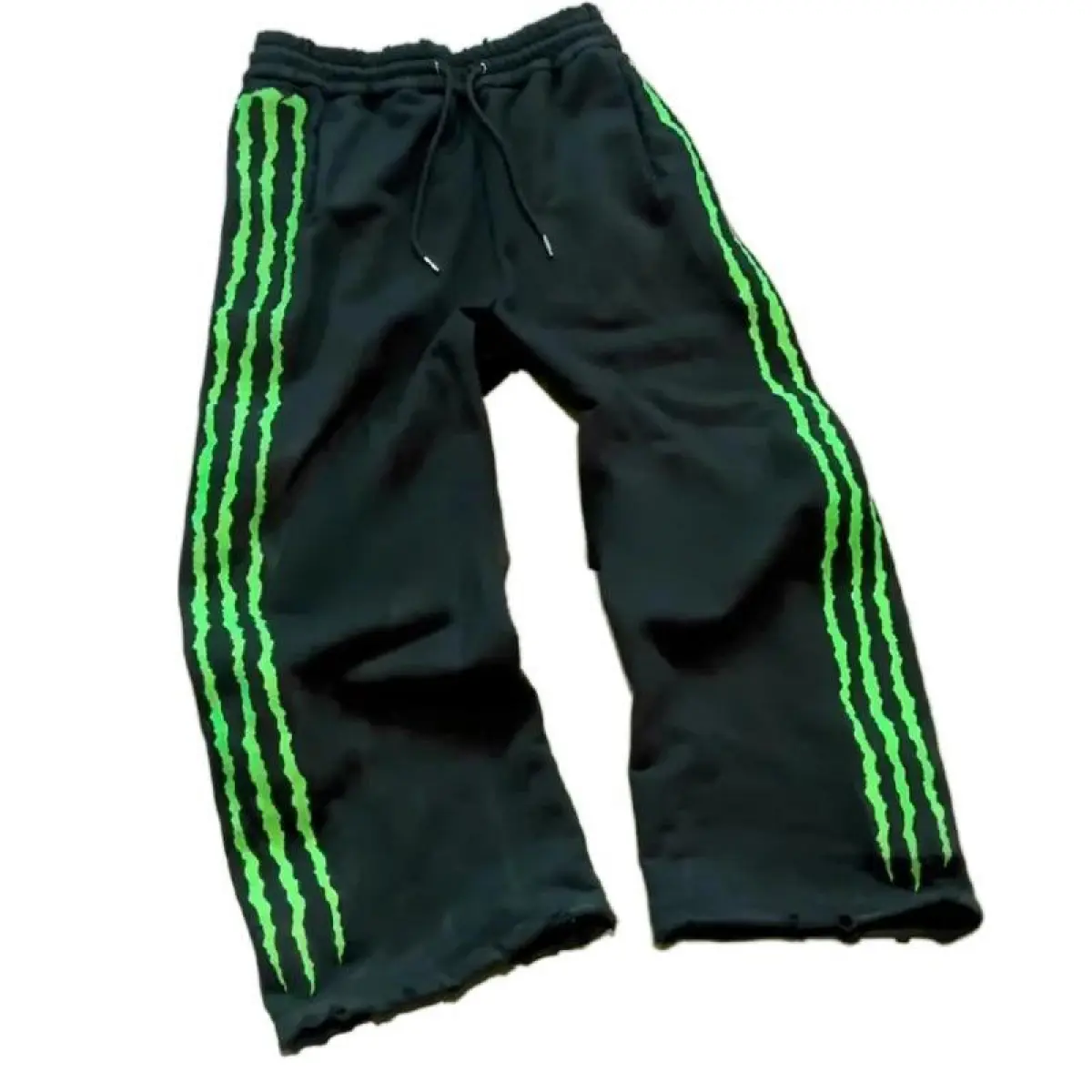 4 Th July Outfit Claw Triple Stripe Fluorescence Embroidery Sweatpants Streetwear Hip Hop Personality Glow Casual Pants Cotton Drawstring Joggers Menswear Man Striped Tractor Black