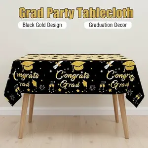 2026 New Disposable Graduation Tablecloth, & Balloon Design, Perfect for Home/kitchen/dining Room Decoration, Graduation Decorations, Ideal for Grad Parties