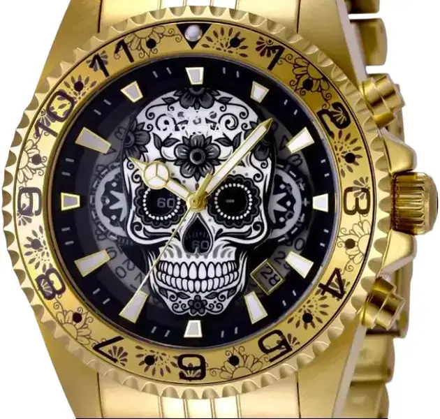 Invicta Pro Diver Dia De Los Muertos Men's Watch - 43mm, Gold  - Model : 48951