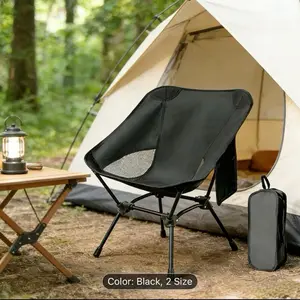Lightweight Adjustable Height Portable Folding Camping Chairs Suitable for Adults with Carry Bag & Side Pockets, Stackable Outdoor Chairs with Cup Holder for Beach, Picnic, Fishing,, Carrying Bag for Travel (Black)