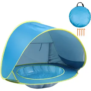 Pop Up Beach Tent & Pool Combo – Foldable Portable Sun Shelter with UV Protection & Carry Bag – For Beach, Backyard & Travel camping essentials