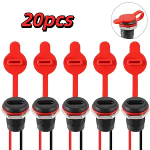 20PCS Type-C 2 Pin Wire Female Chassis Waterproof Jack Connectors 3A USB C Pigtail Cable Extension Socket Plug Connector for DIY