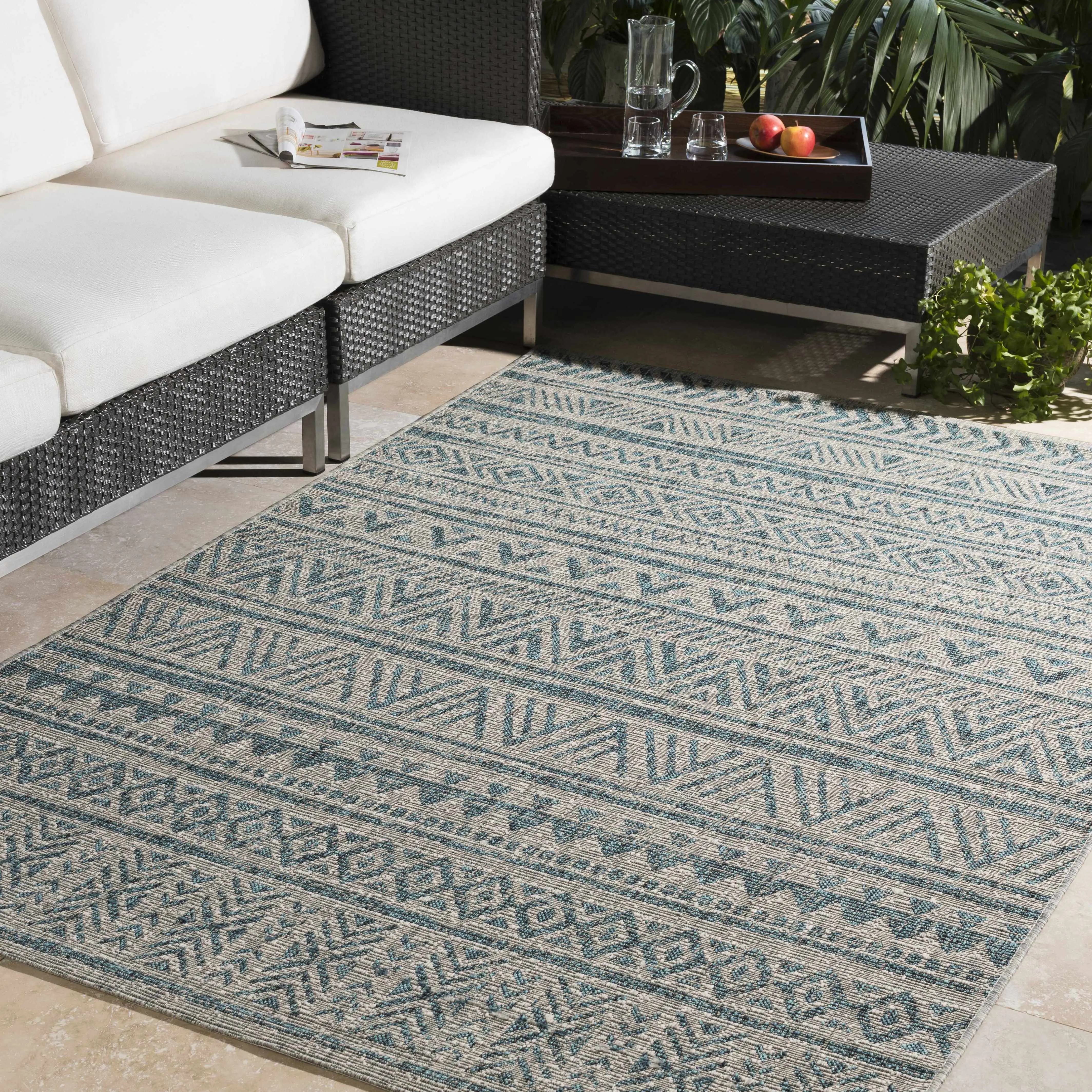 Novato Aqua All Over Pattern Performance Rug Novato Aqua All Over Pattern Performance Rug