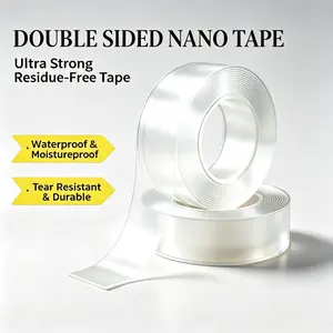 Heavy Duty Nano Tape 9.85ft/19.7ft/32.81ft Transparent Double-Sided Nano Tape Waterproof Wall Stickers Reusable High Temperature Resistant Tape Stretchable Residue-Free Removal