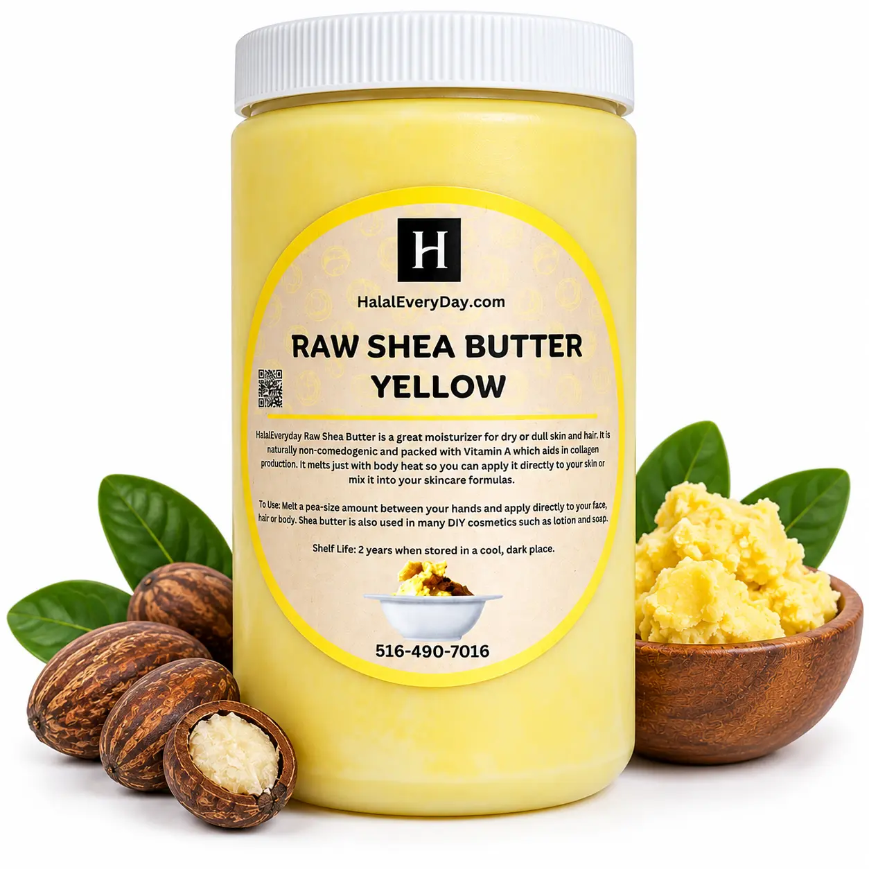 HALALEVERYDAY Yellow Shea Butter 24 oz Raw Unrefined African Shea Butter for Skin & Hair 100% Pure Natural Moisturizer for Body Face & DIY Beauty Deep Hydration for Dry Skin & Hair