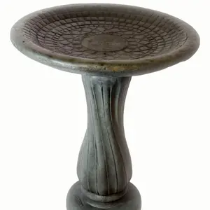 Solid Rock Stoneworks Spiral Birdbath- 29in Tall- Indigo