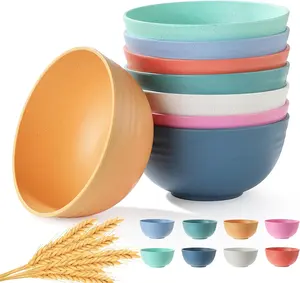 8PCS Unbreakable Wheat Straw Cereal Bowls 26oz Microwave & Dishwasher Safe Eco-Friendly BPA Free Multi-Color Set for Cereal Snack Soup Salad Rice