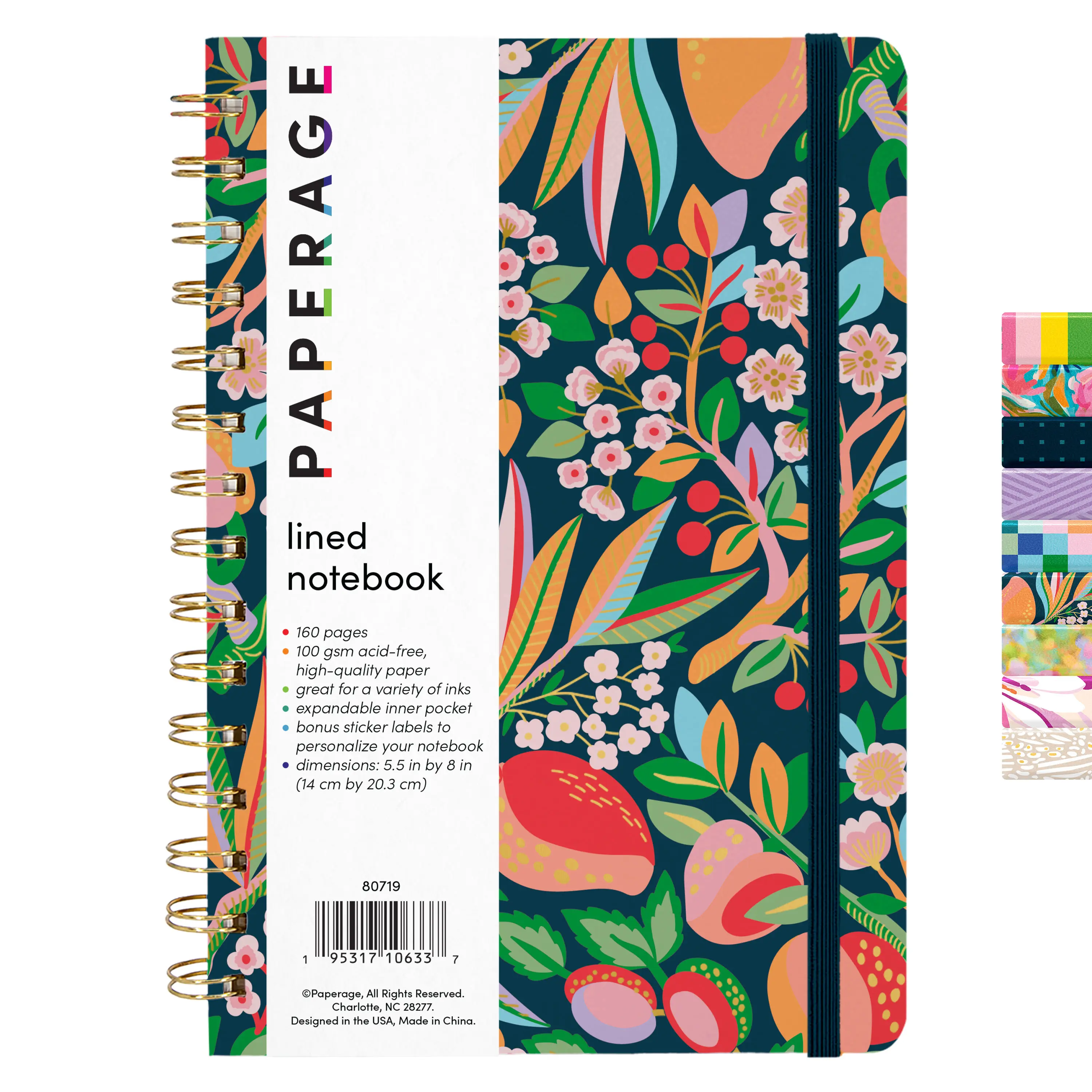 PAPERAGE Lined Spiral Journal Notebook, 160 Pages, Hardcover PAPERAGE Lined Spiral Journal Notebook, 160 Pages, Hardcover