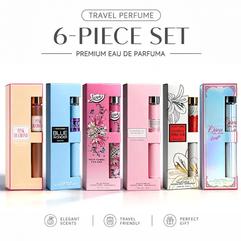 6-Piece Set Women's Eau De Parfuma Fragrance Spray, Travel Size Perfume, 6 Different Scents, Perfect For Dating, Daily Life, Parties,Gift Giving, 1.18 fl oz/35 ml Each Bottle