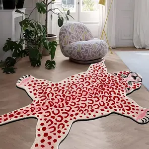 Velvet Abstract Leopard Area Rug, Colorful Patchwork Plush Bathroom and Living Room Carpet, Non-Slip Design, Chic Decorative Mat for Bedroom & Outdoor Gifts