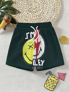 Trendy Boys' Casual Fitted Shorts, All-Over Printed Design, Perfect for Outdoor Activities & Festive Gifting, Ideal Birthday Present