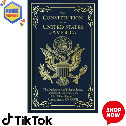 United States Constitution Slim Paperback Book - 2.56oz, 5x0.28x8in Pocket-Size Docs, Bill of Rights 1-10, Declaration of Independence, Reading Materials (History & Culture Books)