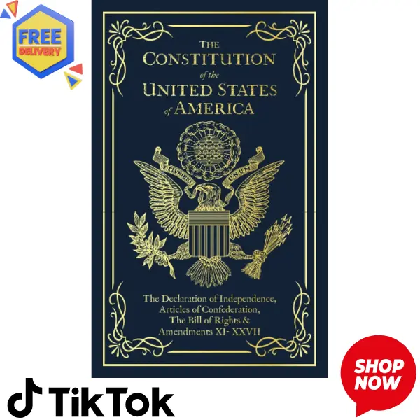 United States Constitution Slim Paperback Book - 2.56oz, 5x0.28x8in Pocket-Size Docs, Bill of Rights 1-10, Declaration of Independence, Reading Materials (History & Culture Books)