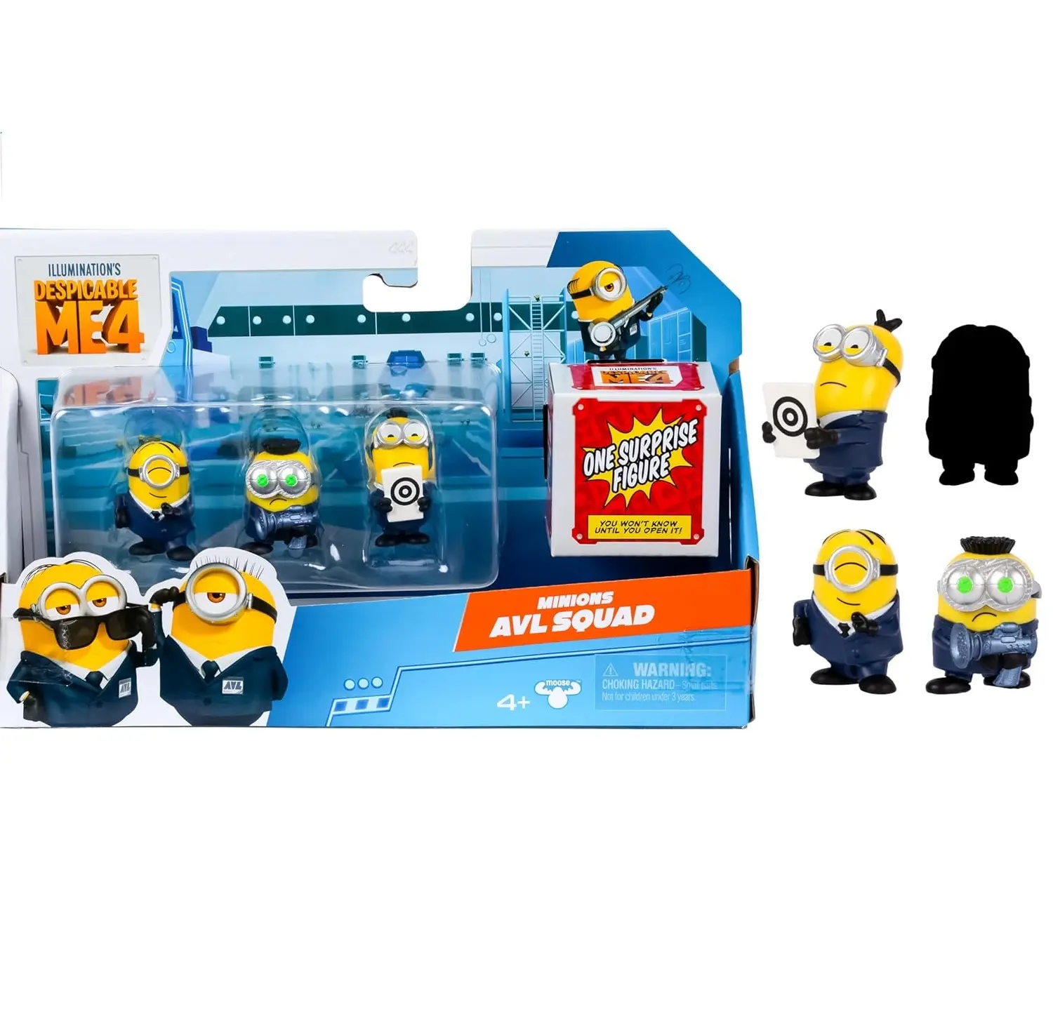 Minions Despicable Me 4-4 Figure Packs AVL Squad | 2 inch Collectible Figures | Pack Has 3 Figures Visible Plus 1 Surprise Figure Hidden