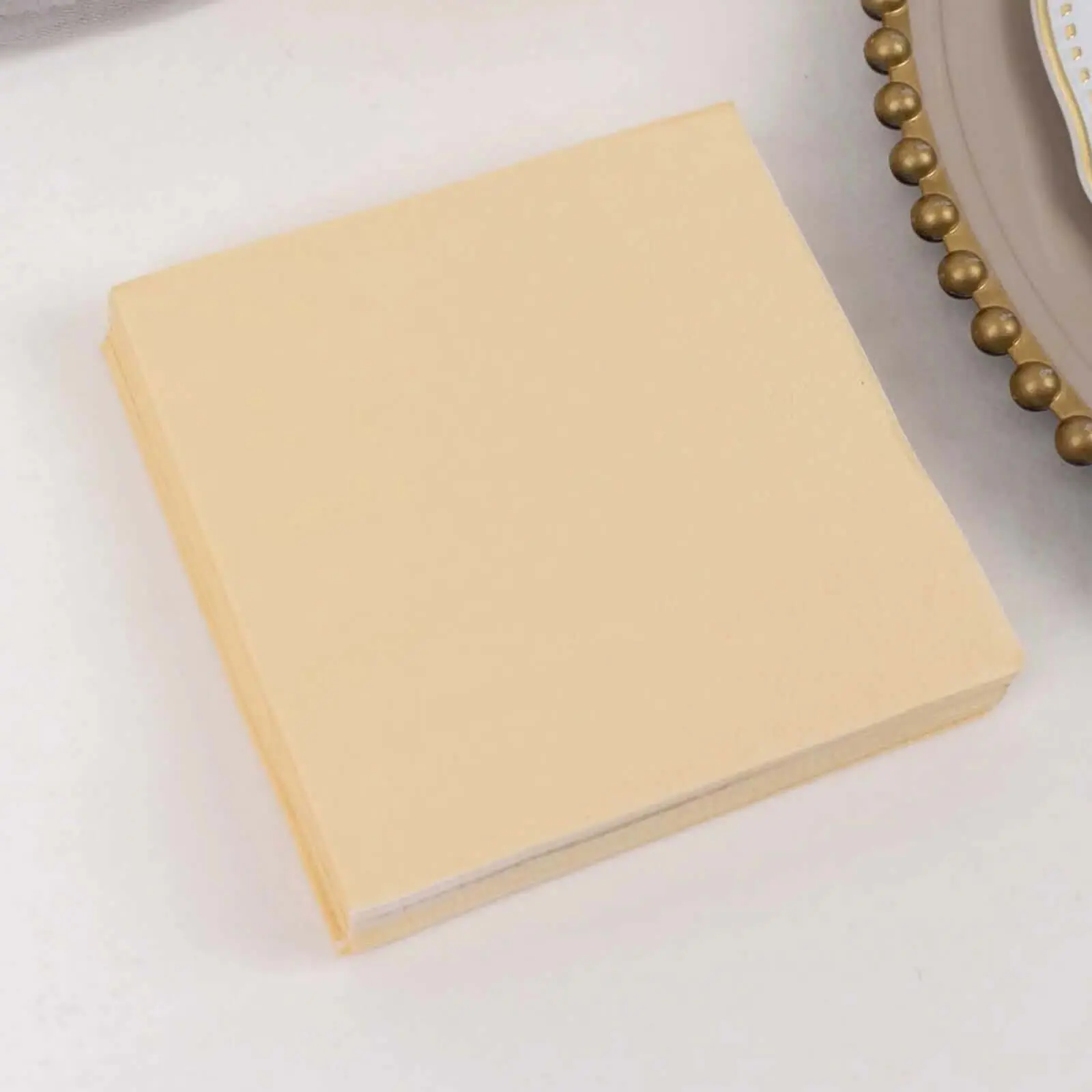50-Pack Paper Beverage Napkins 2 Ply Beige 5"x5" - Soft Disposable Cocktail Napkins 18GSM