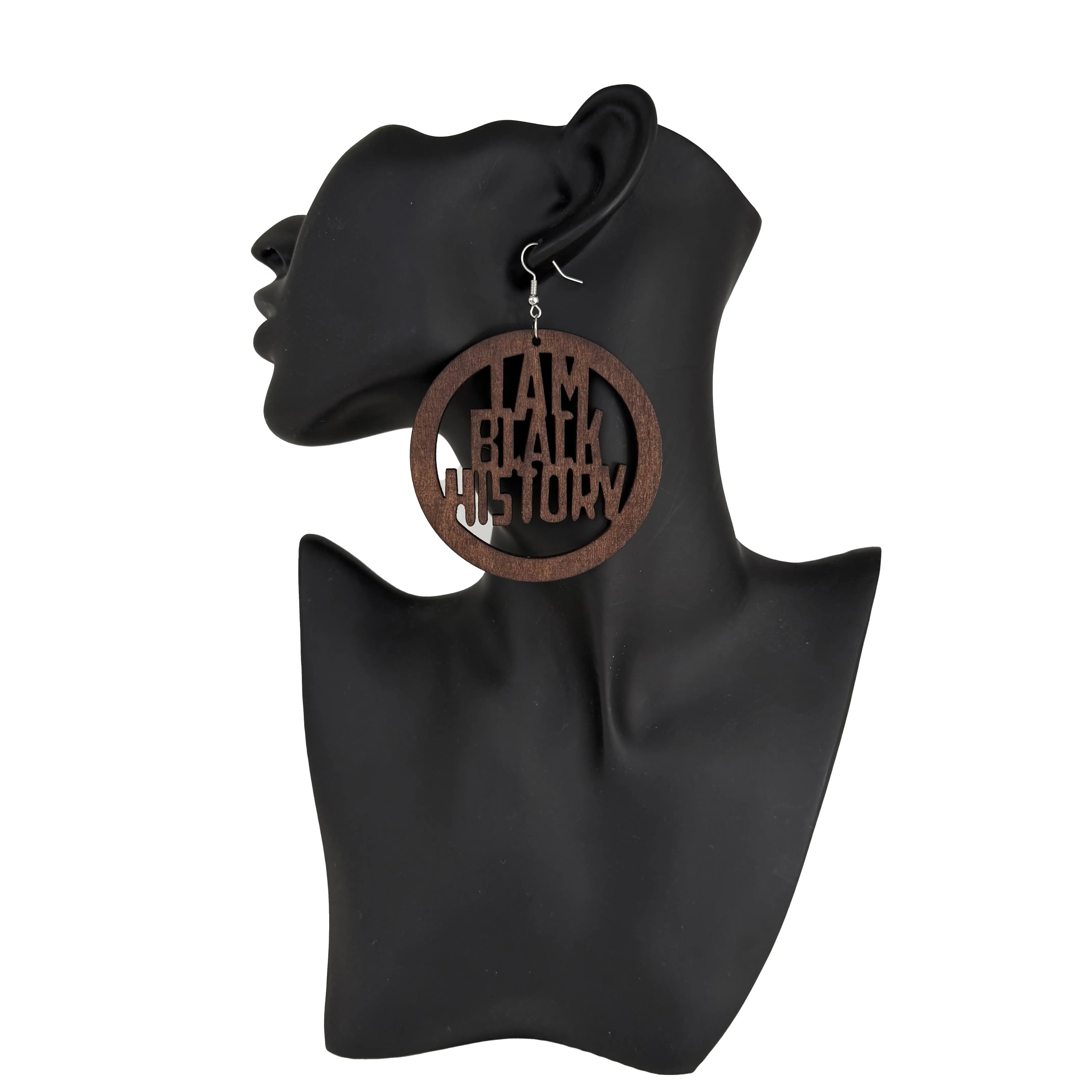 Legacy Circle: 'I am Black History' Wood Earrings