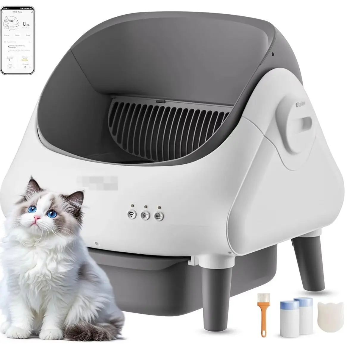 Grey Smart Open-Top Litter Box