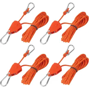 4Pcs Rope Ratchet, Adjustable Ratchet Hangers 4 M, 1/8 Inch, Pull Ratchet with Drawstring Bag, Reflective Guy Ropes Rope for Plant Lamp and Tents (Orange) - Home Improvement.