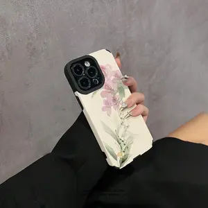 Floral Pattern Phone Case, Casing, 1 Count Shockproof Phone Protective Cover, Phone Accessory Flower Compatible with iPhone 16 15 14 13 12 11 XS XR X Series