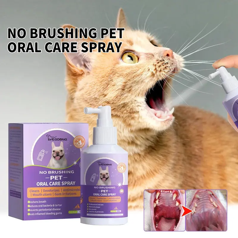50Ml Pet Oral Cleanse Spray Dogs Mouth Fresh Teeth Clean Deodorant Prevent Calculus