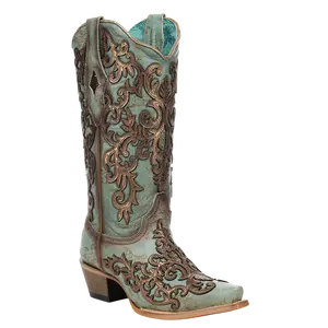 Corral Ladies Turquoise Overlay & Embroidery & Studs Western Boots Z5515