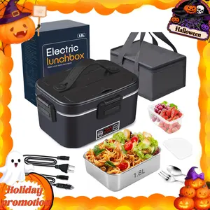 Nifogo 1.8L Electric Food Warmer Lunch Box Portable 110V 12V 24V Car Home Compatible Leak Proof with Tableware Lunch Bag for Office Travel - Bpa Free Plastic