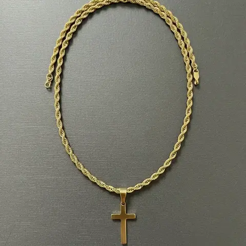 Men's Stainless Steel Cross Pendant Necklace Fashion Jewelry for Party, Everyday Accessory, Men Accessories, Trendy All-match & Exquisite Jewelry for Birthday Gift, Cross Necklaces, Faith Necklace