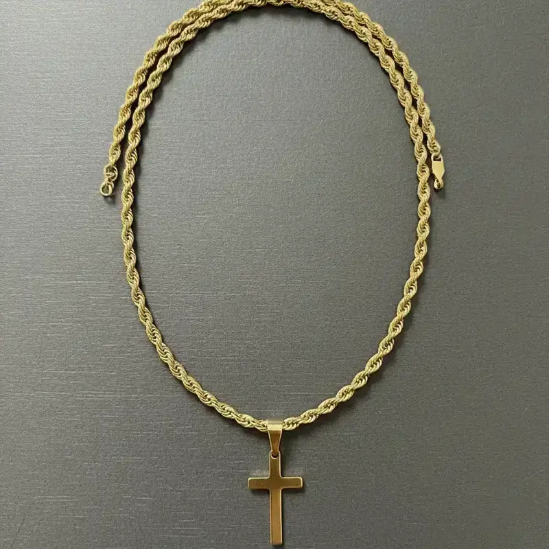 Men's Stainless Steel Cross Pendant Necklace Fashion Jewelry for Party, Everyday Accessory, Men Accessories, Trendy All-match & Exquisite Jewelry for Birthday Gift, Cross Necklaces, Faith Necklace