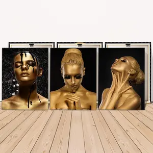 Wooden Framed Canvas Painting, 3 Counts/set Modern Figure Pattern Wall Art, Wall Decor for Home Living Room Bedroom Office