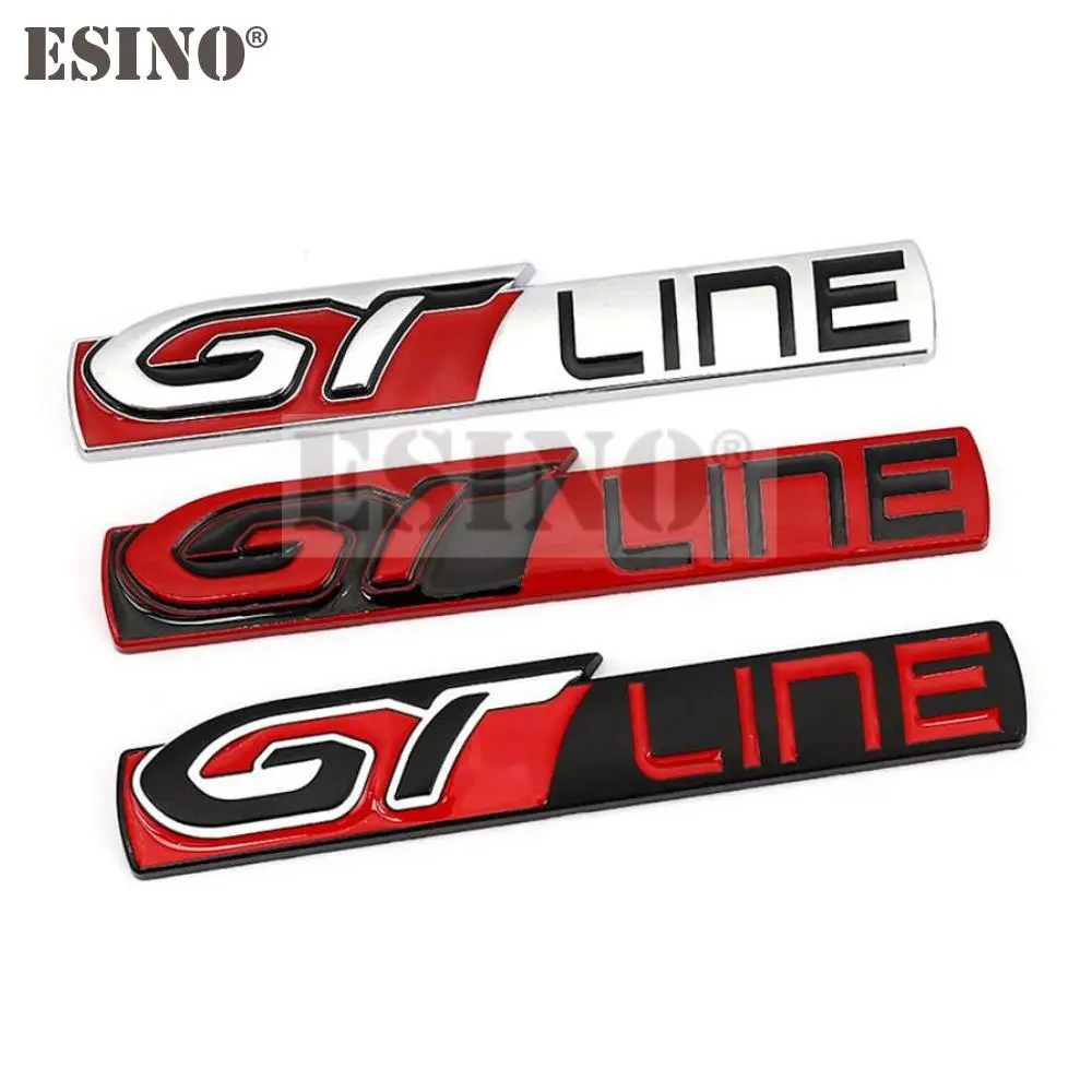 Car Styling GT Line 3D Metal Chrome Zinc Alloy Emblem Car Badge Body Fender Adhesive Emblem for Peugeot GT RCZ 308 508 3008 5008