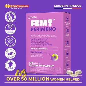 UPSA FEM PERIMENO Non-Hormonal Perimenopause Support Dietary Supplement - Clinically Proven Pollen & Saffron Extract, Vitamin-Infused, Patented Tech, Vegan for Energy, Sleep, Mood Balance